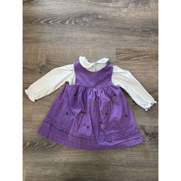 Good Lad Girl Purple Long Sleeve Peter Pan Collared Corduroy Dress Size 24 Month - Picture 4 of 4